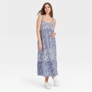 The Nines by HATCH Blue and White Floral Maxi Dress